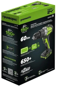 Дрель-шуруповерт Greenworks GD24DD60 аккум. патрон:быстрозажимной (3704107CUB) - купить недорого с доставкой в интернет-магазине