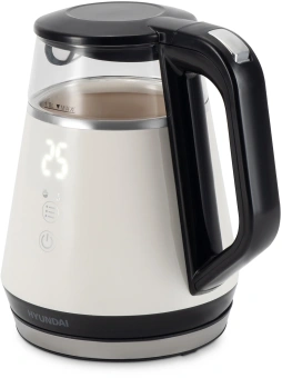Чайник электрический Hyundai HYK-G3013 1.0л. 1100Вт белый/черный корпус: стекло - купить недорого с доставкой в интернет-магазине