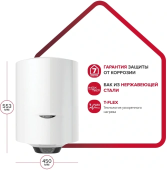 Водонагреватель Ariston PRO1 ECO INOX ABS PW 50 V 2.5кВт 50л электрический настенный/белый - купить недорого с доставкой в интернет-магазине