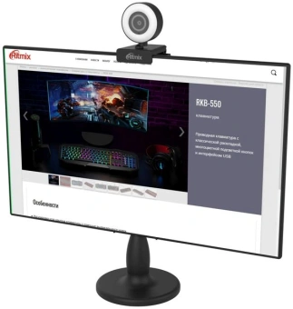 Камера Web Ritmix RVC-250 черный 5Mpix (2592x1944) USB2.0 с микрофоном - купить недорого с доставкой в интернет-магазине