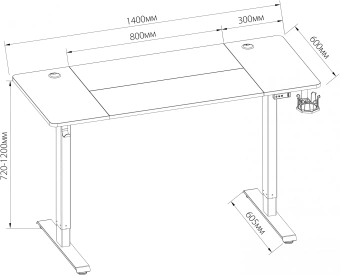 Стол для компьютера Cactus подъёмный столешница МДФ черный дуб антик каркас черный (CS-EDL-BAWD) - купить недорого с доставкой в интернет-магазине