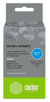 Картридж ленточный Cactus CS-M21-500595YL черный на желтом 12.7x6.4 для Brady BMP21-PLUS, BMP21-LAB - купить недорого с доставкой в интернет-магазине