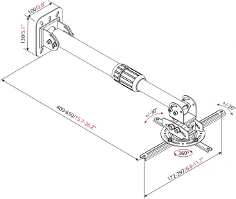 Кронштейн для проектора Cactus CS-VM-PR16L-BK черный макс.13.6кг потолочный поворот и наклон - купить недорого с доставкой в интернет-магазине