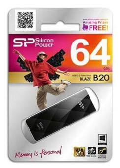 Флеш Диск Silicon Power 64GB Blaze B20 SP064GBUF3B20V1K USB3.0 черный - купить недорого с доставкой в интернет-магазине