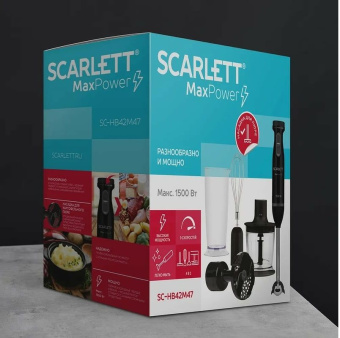 Блендер погружной Scarlett SC-HB42M47 1500Вт черный/серебристый - купить недорого с доставкой в интернет-магазине