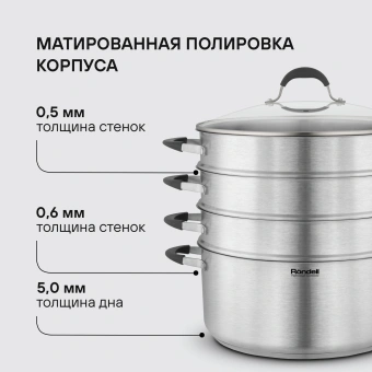 Кастрюля-пароварка Rondell RDS-1815 30.4л. d=32см (с крышкой) стальной - купить недорого с доставкой в интернет-магазине