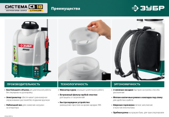 Опрыскиватель Зубр Мастер ОПЛ-15 аккум. наплеч. 15л белый/зеленый (ОПЛ-15) - купить недорого с доставкой в интернет-магазине