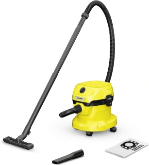 Строительный пылесос Karcher WD 2 Plus V-12/4/18 1000Вт (уборка: сухая/сбор воды) желтый - купить недорого с доставкой в интернет-магазине