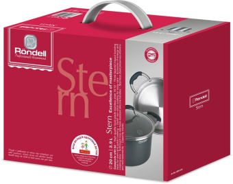 Кастрюля Rondell Stern RDS-010 3.9л. d=20см (с крышкой) т.серый - цена, купить или заказать с доставкой в интернет-магазине Кастрюля Rondell Stern RDS-010 3.9л. d=20см (с крышкой) т.серый - купить недорого с доставкой в интернет-магазине