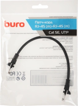 Патч-корд Buro UTP 4 пары cat.5E CCA molded 0.25м черный RJ-45 (m)-RJ-45 (m) - купить недорого с доставкой в интернет-магазине