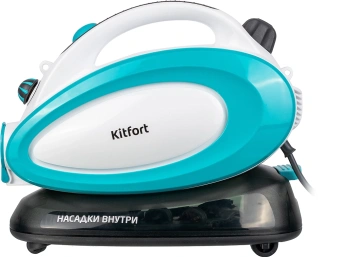 Пароочиститель напольный Kitfort КТ-914 1500Вт белый/голубой - купить недорого с доставкой в интернет-магазине