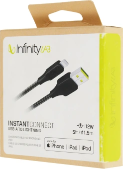Кабель InfinityLab ILINCATLBLK USB (m)-Lightning (m) 1.5м черный коробка (упак.:1шт) - купить недорого с доставкой в интернет-магазине