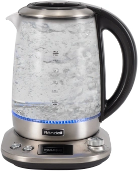 Чайник электрический Rondell RDE-1003 1.7л. 2200Вт черный корпус: стекло/металл - купить недорого с доставкой в интернет-магазине