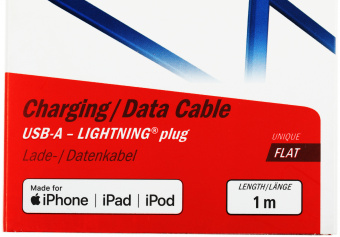 Кабель Hama 00187232 USB (m)-Lightning (m) 1м синий плоский - купить недорого с доставкой в интернет-магазине