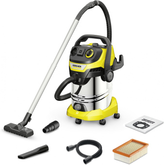 Строительный пылесос Karcher WD 6 P S V-30/6/22/T 1300Вт (уборка: сухая/сбор воды) желтый - купить недорого с доставкой в интернет-магазине