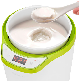 Йогуртница Kitfort КТ-2077-2 25Вт упр.:электрон. салатовый/белый - купить недорого с доставкой в интернет-магазине