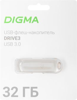 Флеш Диск Digma 32GB DRIVE3 DGFUM032A30SR USB3.0 серебристый - купить недорого с доставкой в интернет-магазине