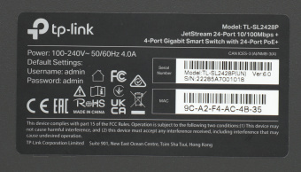 Коммутатор TP-Link SL2428P (L2) 24x100Мбит/с 4x1Гбит/с 2xКомбо(1000BASE-T/SFP) 24PoE+ 250W управляемый - купить недорого с доставкой в интернет-магазине