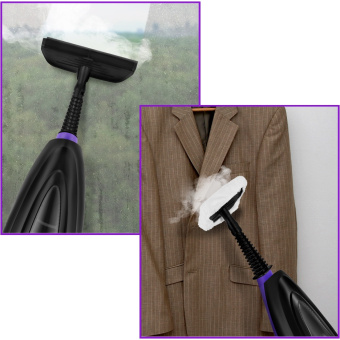 Швабра паровая Kitfort КТ-1051 1500Вт черный/фиолетовый - купить недорого с доставкой в интернет-магазине