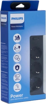 Сетевой фильтр Philips CHP2135BA/51 2м (3 розетки) черный (коробка) - купить недорого с доставкой в интернет-магазине