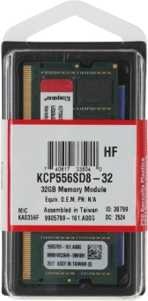 Память DDR5 32GB 5600MHz Kingston KCP556SD8-32 RTL PC5-44800 CL46 SO-DIMM 262-pin 1.1В dual rank Ret - купить недорого с доставкой в интернет-магазине