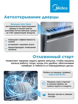 Посудомоечная машина Midea MFD60S050S серый (полноразмерная) - купить недорого с доставкой в интернет-магазине