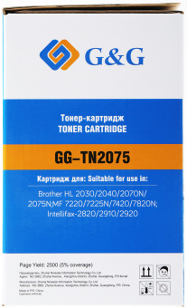Картридж лазерный G&G GG-TN2075 черный (2500стр.) для Brother DCP-7010, 7010R, 7020, 7025, 7025R, FAX-2820, 2825, 2825R, 2920, 2920R, HL-2030, 2030R, 2040, 2040R, 2070N, 2070, 2070NR, MFC-7225, 7225N, 7420, 7420R, 7820, 7820N, 7820NR, 7820R - купить недорого с доставкой в интернет-магазине