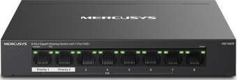 Коммутатор Mercusys MS108GP 8x1Гбит/с 7PoE+ 65W неуправляемый - купить недорого с доставкой в интернет-магазине