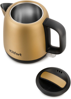 Чайник электрический Kitfort KT-6111 1л. 1630Вт золотистый/черный корпус: металл/пластик (КТ-6111) - купить недорого с доставкой в интернет-магазине