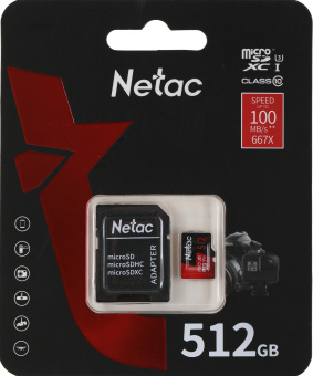 Флеш карта microSDXC 512GB Netac NT02P500PRO-512G-R P500 Extreme Pro + adapter - купить недорого с доставкой в интернет-магазине