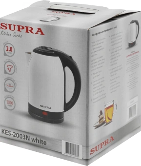 Чайник электрический Supra KES-2003N 2л. 1500Вт белый корпус: металл/пластик - купить недорого с доставкой в интернет-магазине