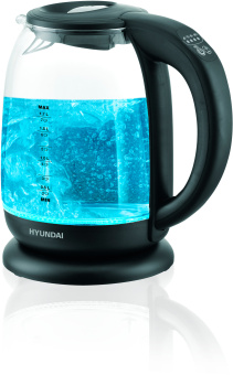 Чайник электрический Hyundai HYK-S3809 1.7л. 2200Вт черный корпус: стекло/пластик - купить недорого с доставкой в интернет-магазине