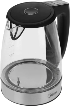 Чайник электрический Midea MK-8019 1.7л. 2200Вт серебристый/черный корпус: стекло - купить недорого с доставкой в интернет-магазине