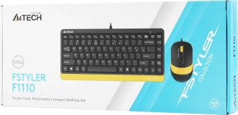Клавиатура + мышь A4Tech Fstyler F1110 клав:черный/желтый мышь:черный/желтый USB Multimedia (F1110 BUMBLEBEE) - купить недорого с доставкой в интернет-магазине