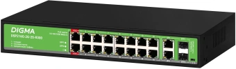 Коммутатор Digma DSP216G-2G-2S-R300 (L2) 18x1Гбит/с 2SFP 16PoE 16PoE+ 2PoE++ 300W неуправляемый - купить недорого с доставкой в интернет-магазине