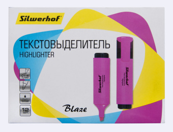Текстовыделитель Silwerhof Blaze 108036-08 скошенный пиш. наконечник 1-5мм розовый картон - купить недорого с доставкой в интернет-магазине