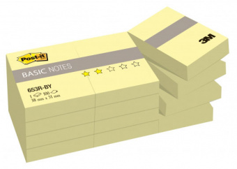 Блок самоклеящийся бумажный 3M Post-it Basic 653R-BY 7100033526 38x51мм 100лист. желтый (упак.:12шт) - купить недорого с доставкой в интернет-магазине