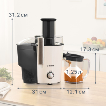 Соковыжималка центробежная Bosch VitaJuice MES25A0 700Вт рез.сок.:1250мл. белый/черный - купить недорого с доставкой в интернет-магазине