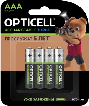 Аккумулятор Opticell Turbo 6080004 AAA NiMH 970mAh (4шт) блистер - купить недорого с доставкой в интернет-магазине