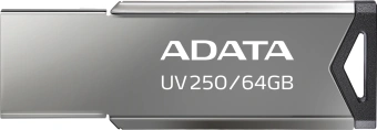 Флеш Диск A-Data 64GB UV250 AUV250-64G-RBK USB2.0 серебристый - купить недорого с доставкой в интернет-магазине