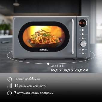 Микроволновая Печь Hyundai HYM-D3036 20л. 700Вт серый/серебристый - купить недорого с доставкой в интернет-магазине