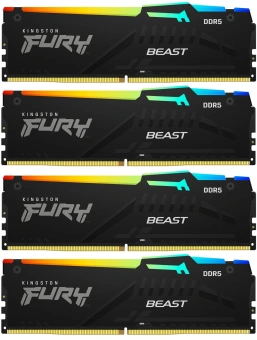 Память DDR5 4x16GB 5200MHz Kingston KF552C40BBAK4-64 Fury Beast RGB RTL Gaming PC5-41600 CL40 DIMM 288-pin 1.25В kit single rank с радиатором Ret - купить недорого с доставкой в интернет-магазине