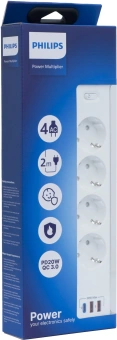 Сетевой фильтр Philips CHP4346WA/51 2м (4 розетки) белый (коробка) - купить недорого с доставкой в интернет-магазине