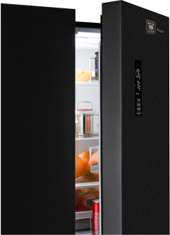 Холодильник Weissgauff WCD 450 BG NoFrost Inverter 2-хкамерн. черный инвертер - купить недорого с доставкой в интернет-магазине