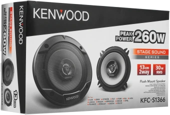 Колонки автомобильные Kenwood KFC-S1366 260Вт 89дБ 4Ом 13см (5дюйм) (ком.:2кол.) коаксиальные двухполосные - купить недорого с доставкой в интернет-магазине