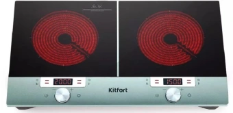 Плита Инфракрасная Kitfort КТ-155 черный/серебристый стеклокерамика (настольная) - купить недорого с доставкой в интернет-магазине