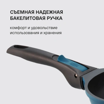 Сковорода Rondell Del mar RDA-1847 круглая 24см покрытие: Xylan Plus ручка съемная (без крышки) синий - купить недорого с доставкой в интернет-магазине