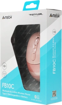 Мышь A4Tech Fstyler FB10C розовый оптическая 2000dpi беспров. BT/Radio USB 4but (FB10C BABY PINK) - купить недорого с доставкой в интернет-магазине