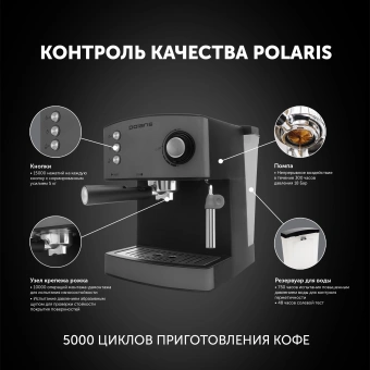Кофеварка рожковая Polaris PCM 1527E Adore Crema 850Вт серый - купить недорого с доставкой в интернет-магазине