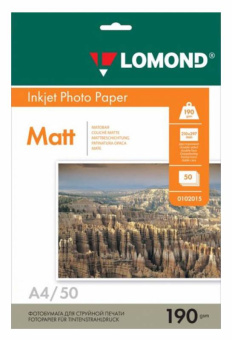 Фотобумага Lomond 0102015 A4/190г/м2/50л./белый матовое для струйной печати - купить недорого с доставкой в интернет-магазине